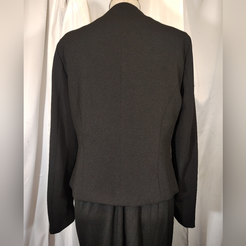 2 Pc: Charlotte Rose Sheath Dress+ Crop Suit Jacket, Black/Silver Floor Lngth, M - Picture 8 of 16
